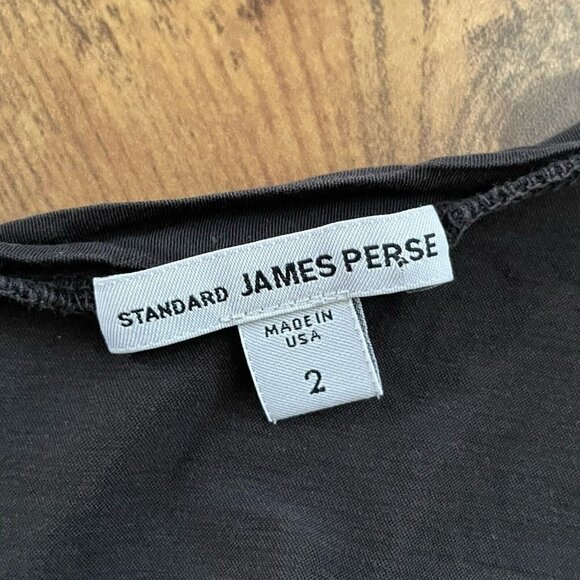 Standard James Perse Womens Tee Sz 2 M Gray Silk V-neck Shirt Minimalist Top - Picture 6 of 6